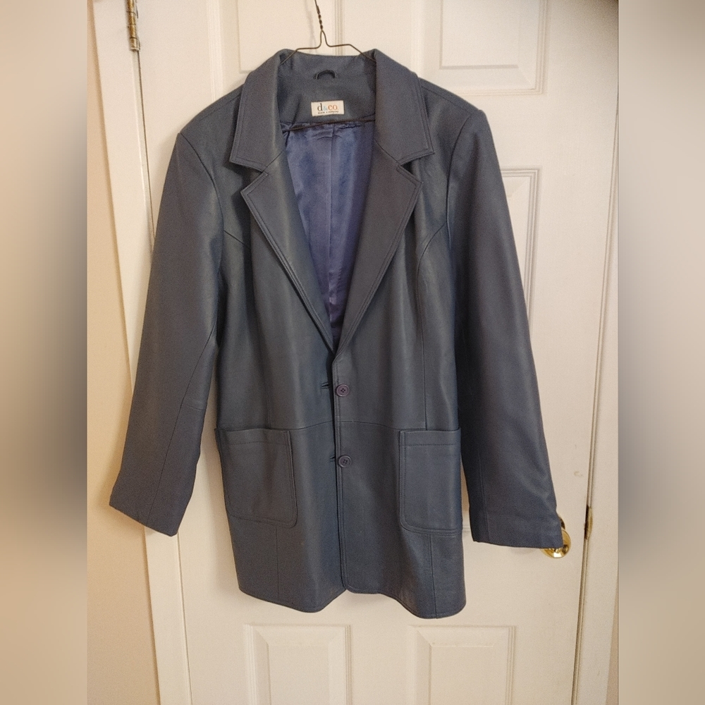 Blue Leather Jacket XL